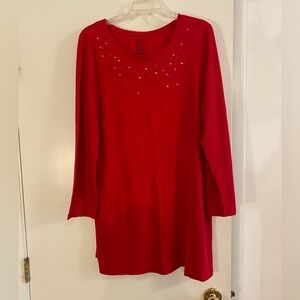 Sonoma Red Long Sleeve Women's Sleep Shirt